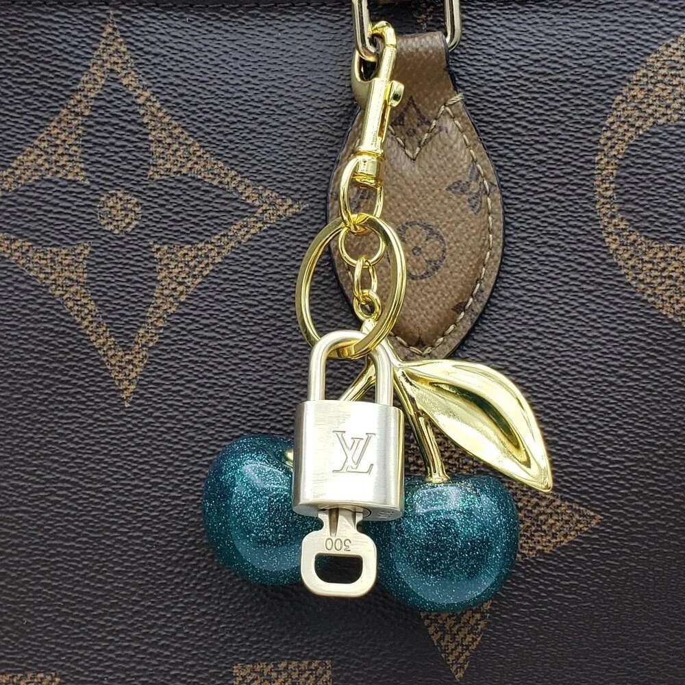 Authentic Louis Vuitton Lock & Key with Unbranded Apple Charm, Keychain